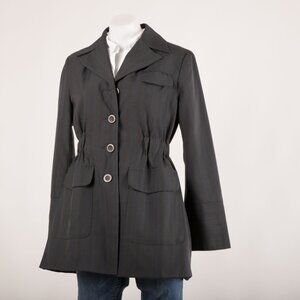 Dice Vintage Pinstripe Wool Blend Cinched Waist Jacket Size S 38